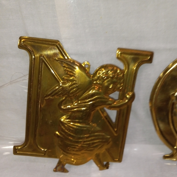 Department 56 Large Brass NOEL Angel Cherub Christmas Ornaments - Picture 5 of 8